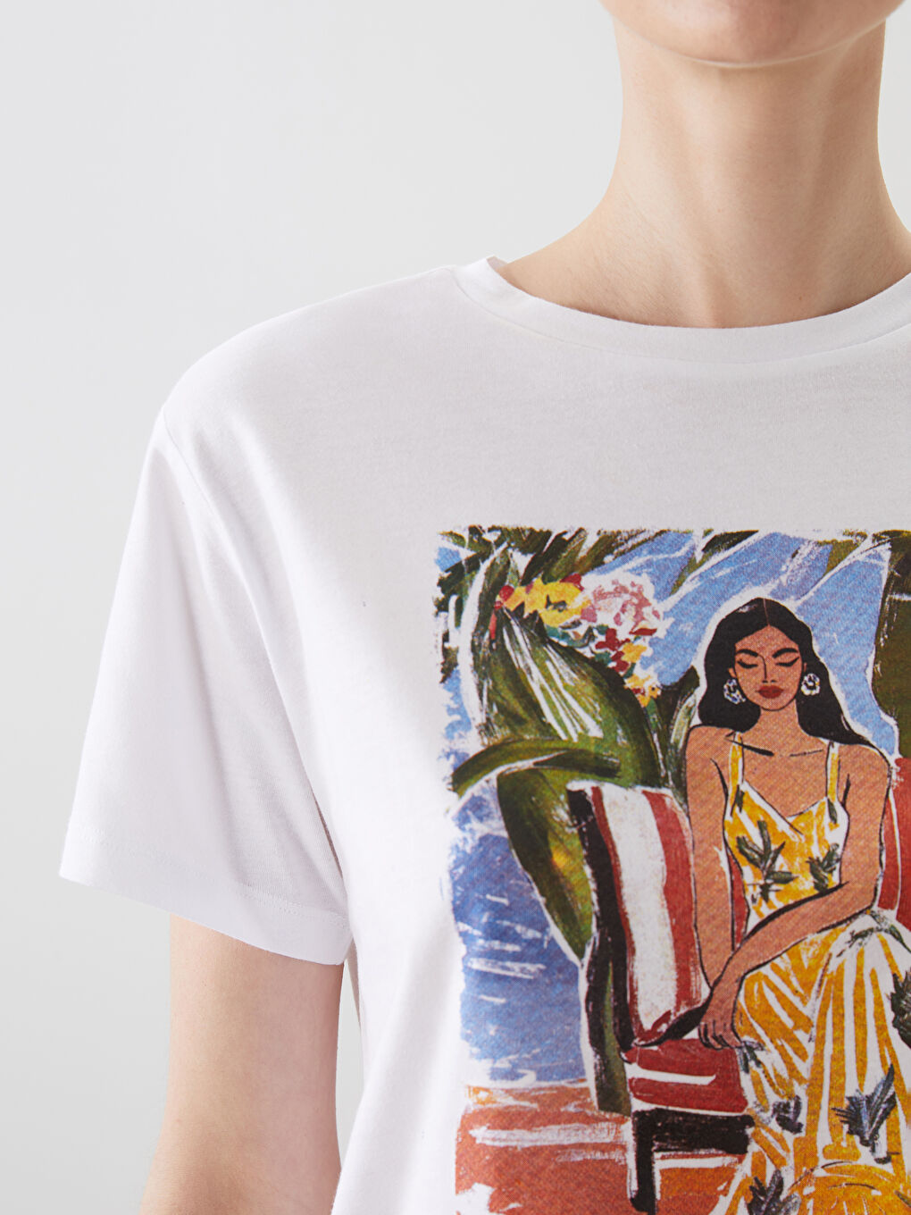 Crew Neck Printed Women's T-Shirt -S5M179Z8-Q6K
