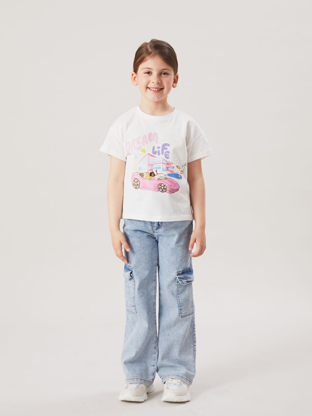 LCW Kids Crew Neck Barbie Printed Girls' T-Shirt -S5M202Z1-R9J