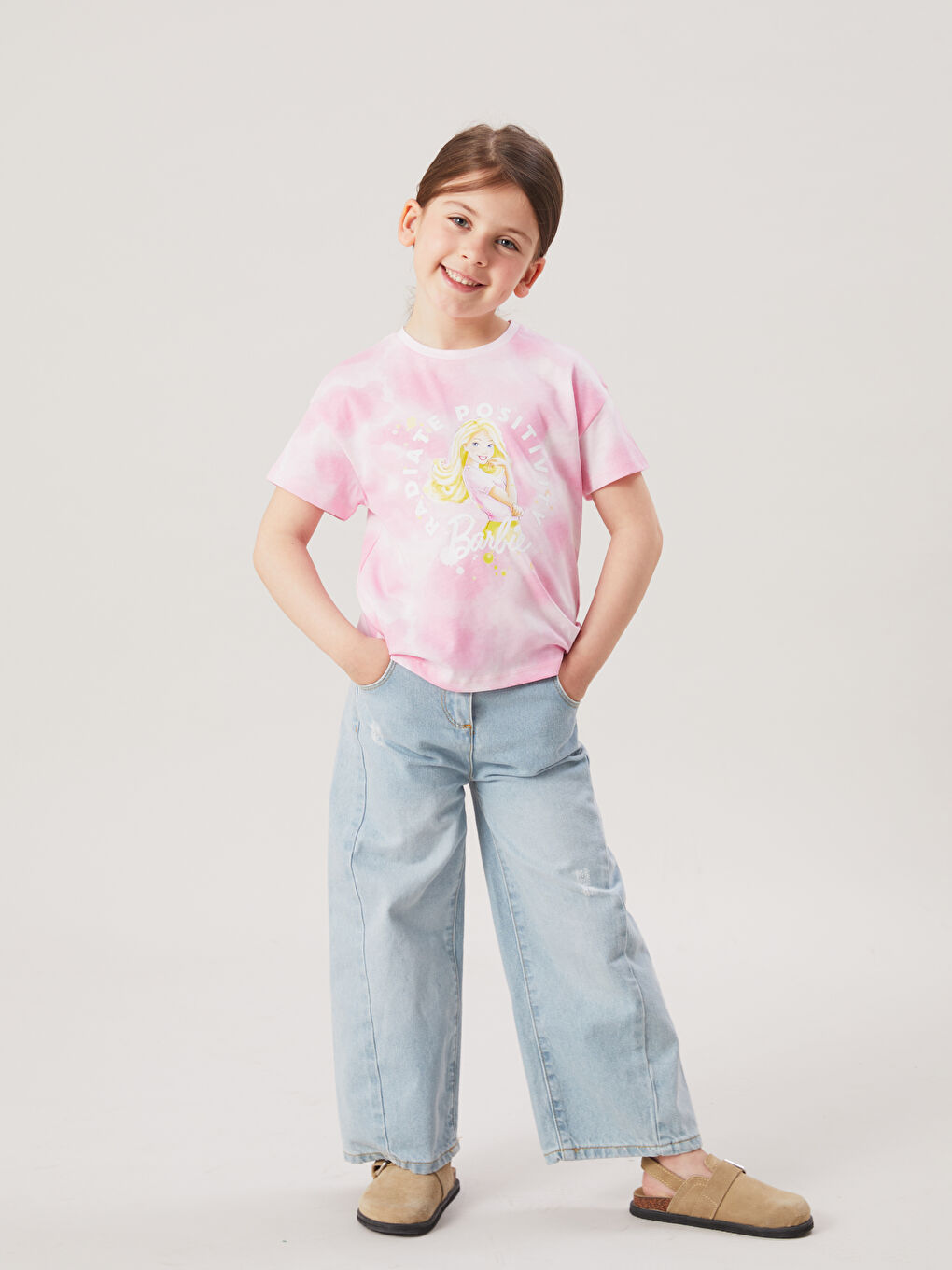 Crew Neck Barbie Printed Girls' T-Shirt -S5M203Z1-LT4
