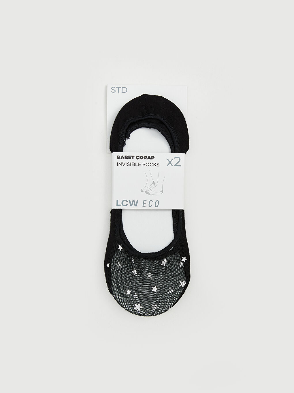 Siyah Desenli Kadın Babet Çorap 2'li