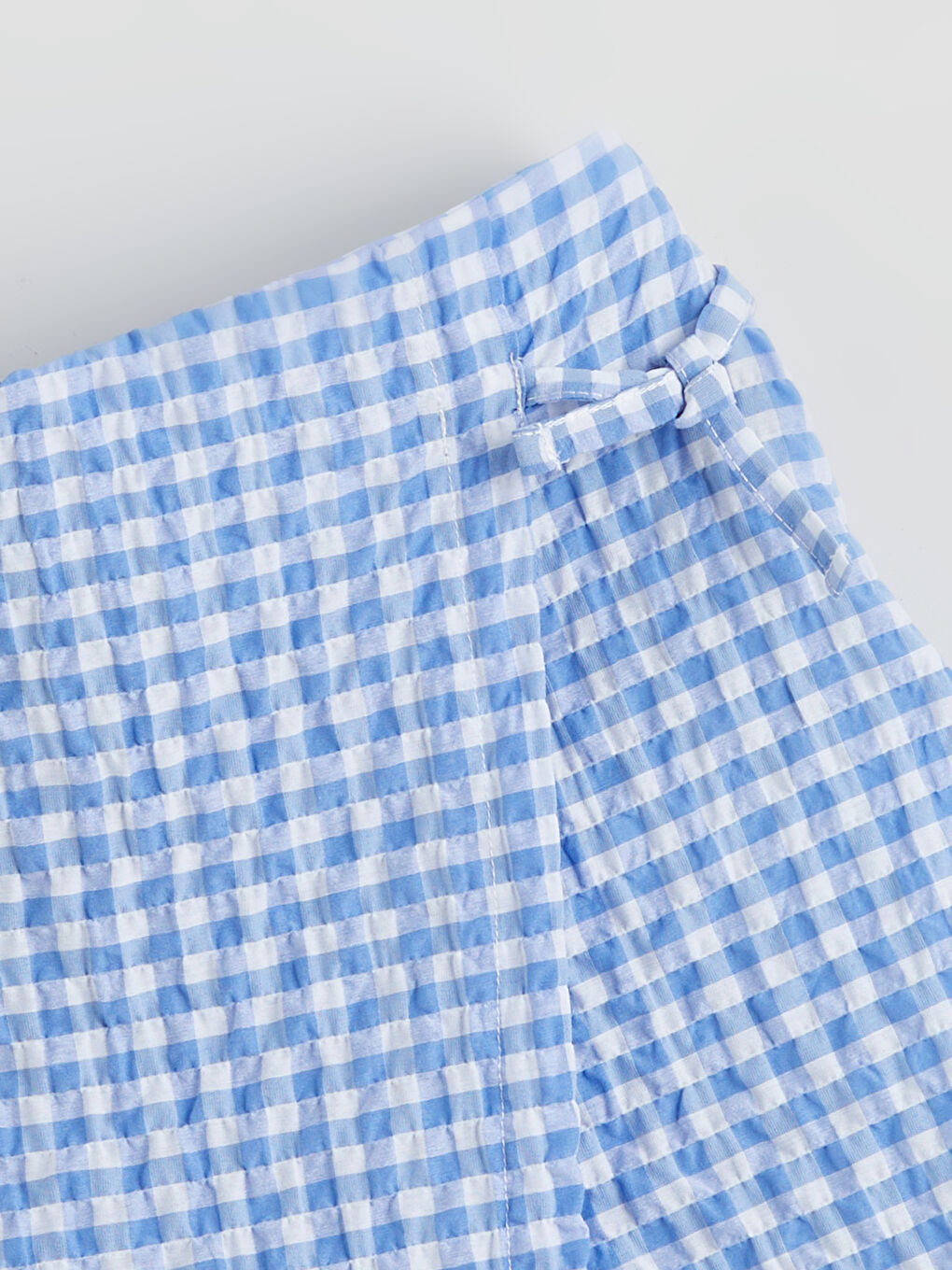 Mavi Beli Lastikli Ekose Kız Çocuk Şort Etek-1