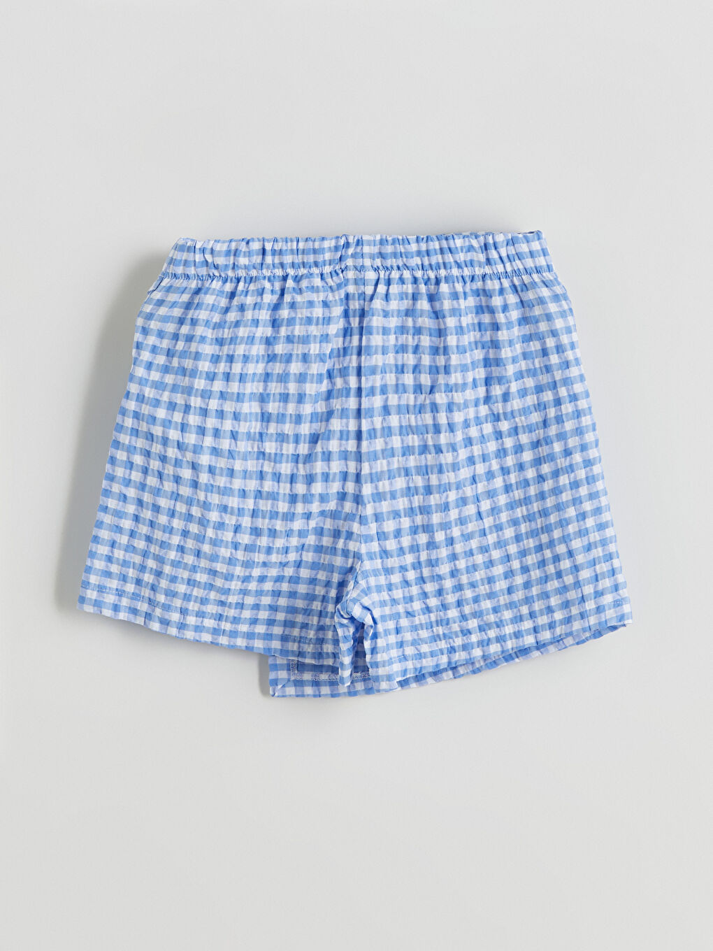Mavi Beli Lastikli Ekose Kız Çocuk Şort Etek-2