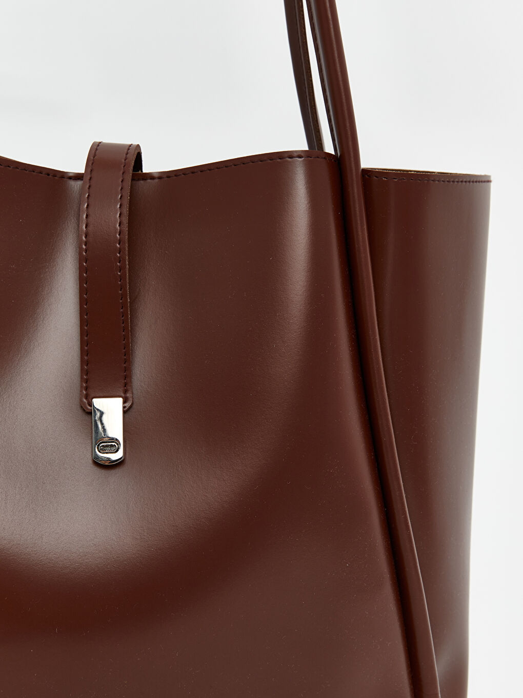 Kahverengi Deri Görünümlü Kadın Kol Çantası-3