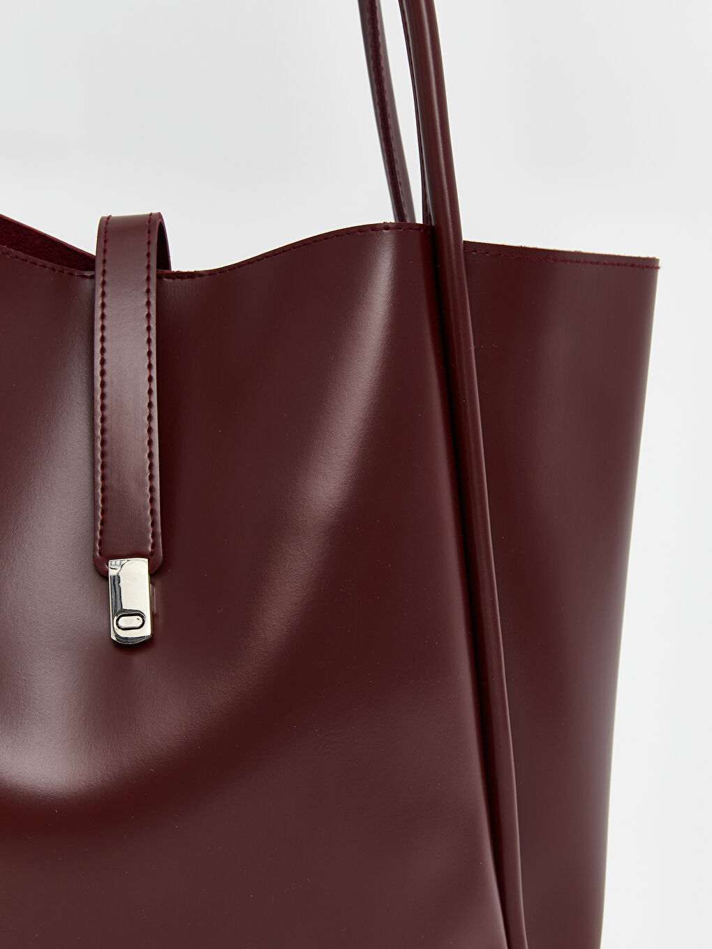 Bordo Deri Görünümlü Kadın Kol Çantası-3