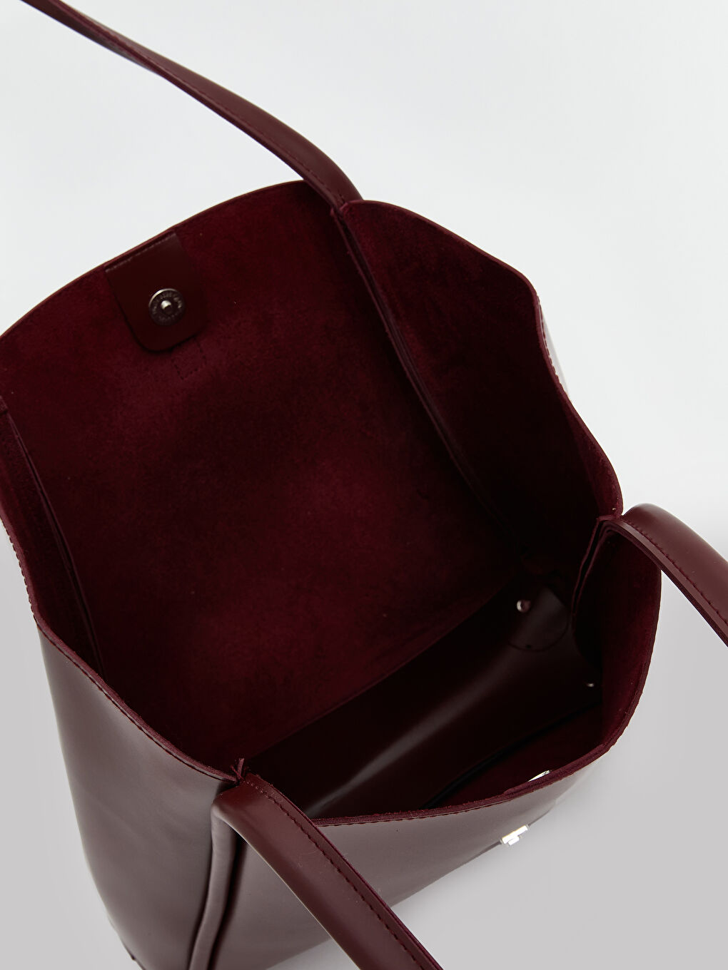 Bordo Deri Görünümlü Kadın Kol Çantası-4