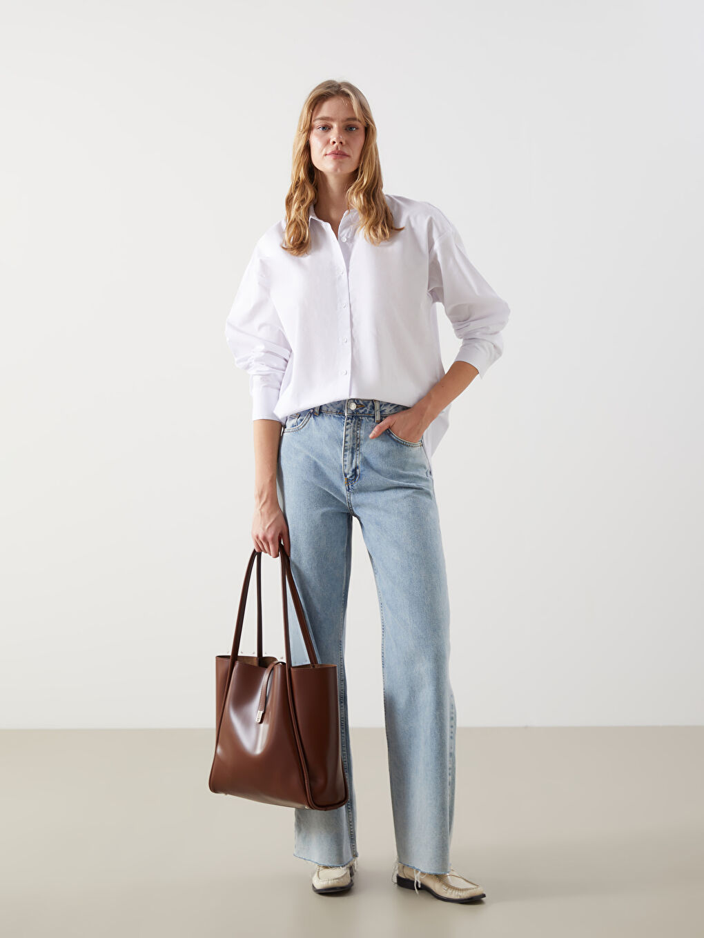 Kahverengi Deri Görünümlü Kadın Kol Çantası-1