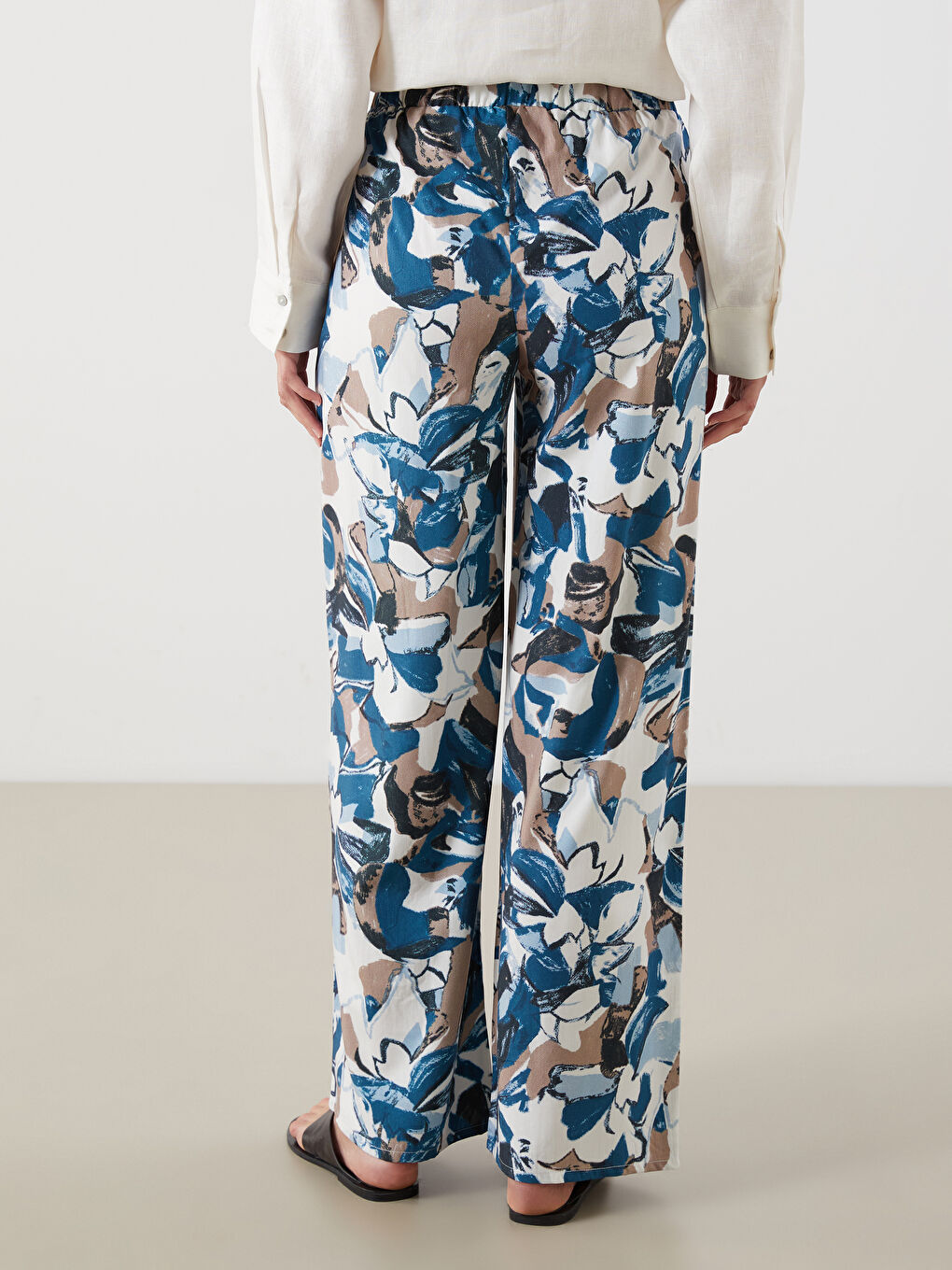 Elasticated Waist Floral Women's Trousers-3