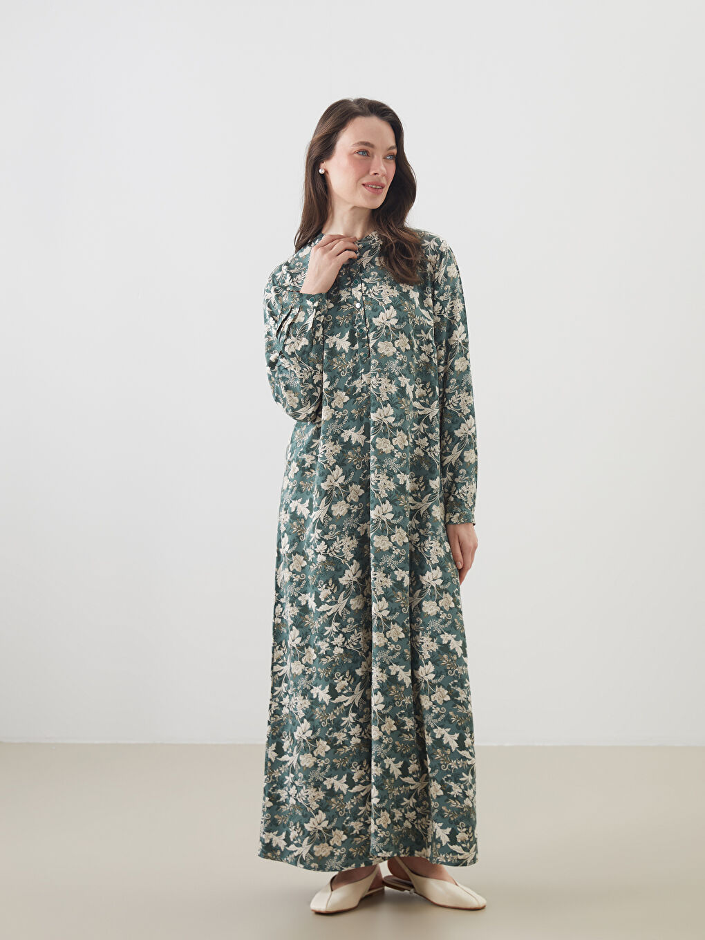 Crew Neck Floral A-Line Dress -S5M272Z8-LRL
