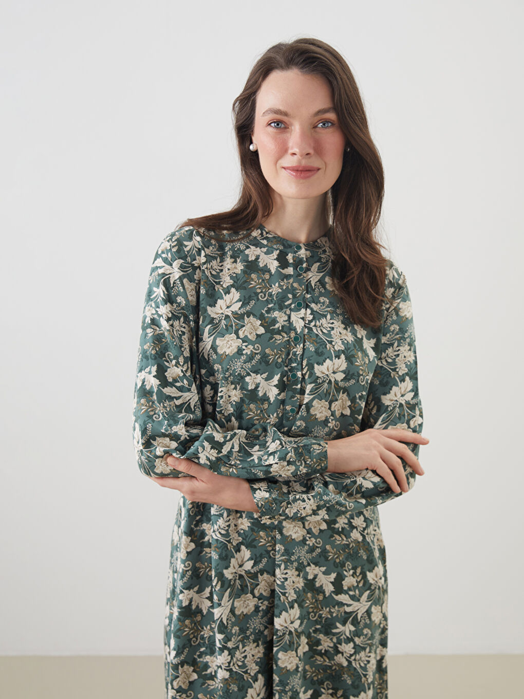 Crew Neck Floral A-Line Dress -S5M272Z8-LRL
