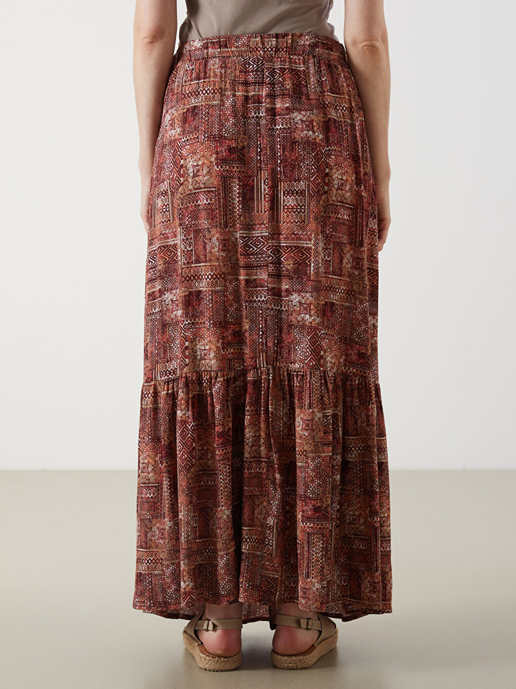 Elasticated Waist Floral A-Line Skirt -S5M275Z8-LTQ
