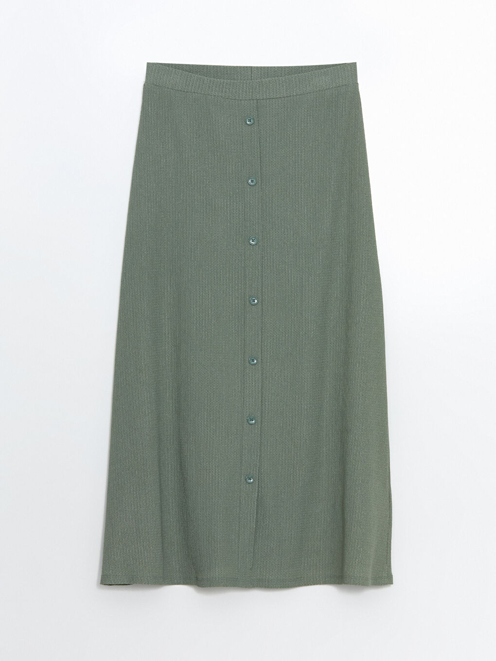 Yeşil Beli Lastikli Dokulu A Kesim Kadın Etek-4