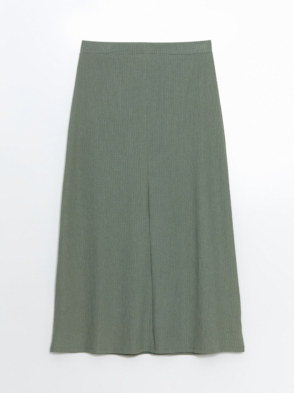 Yeşil Beli Lastikli Dokulu A Kesim Kadın Etek-5