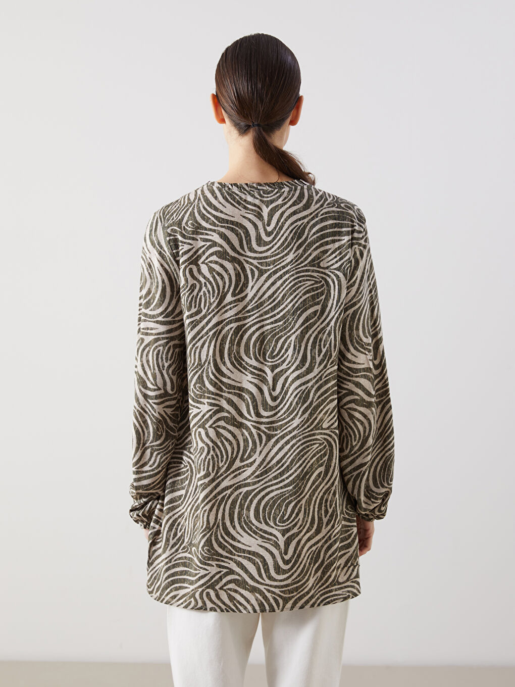 Tie Collar Patterned Women's Blouse -S5M292Z8-LQY