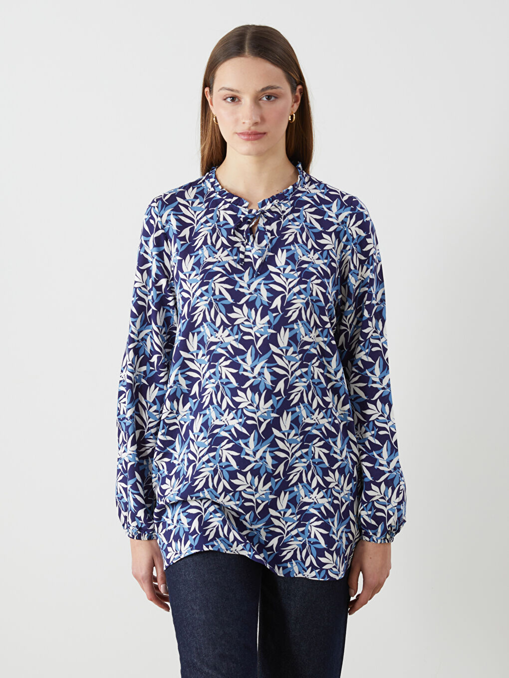 Tie Neck Floral Women's Blouse -S5M292Z8-LSJ