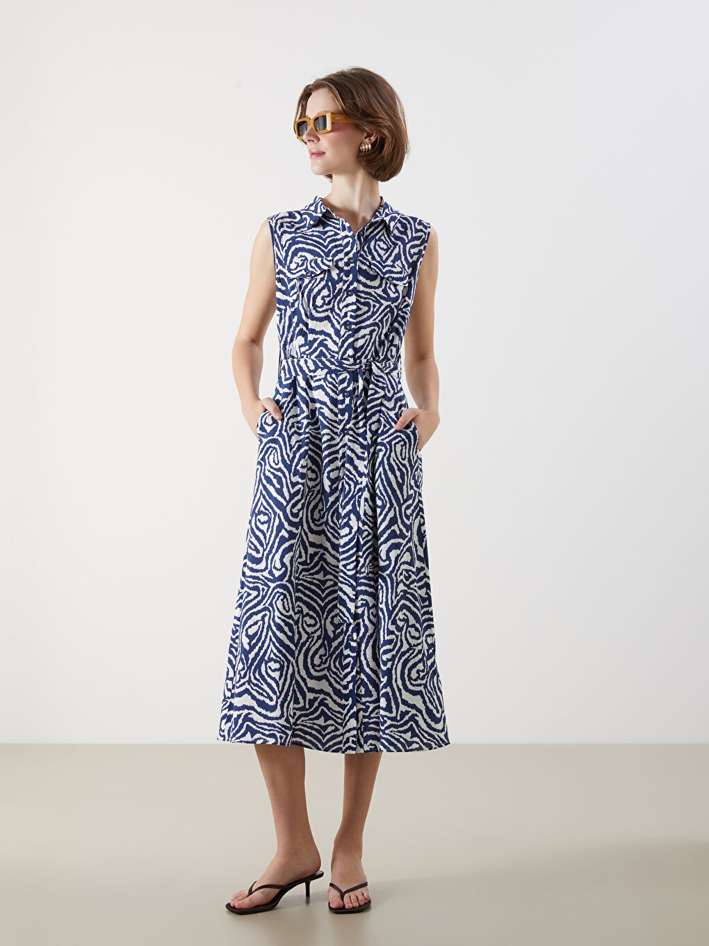 Regular Fit Patterned Shirt Dress -S5M301Z8-LQK