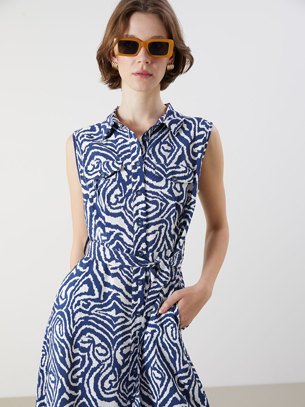 Regular Fit Patterned Shirt Dress -S5M301Z8-LQK