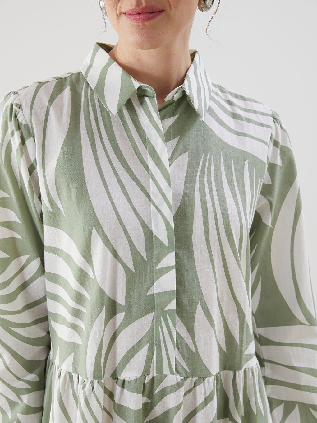 LCWAIKIKI Classic Collared Neck Patterned A-Line Dress -S5M305Z8-LRF