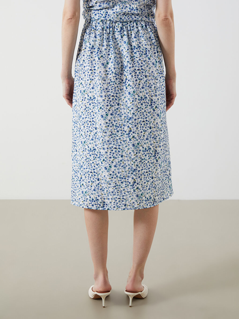 Elasticated Waist Floral A-Line Skirt -S5M319Z8-LQQ