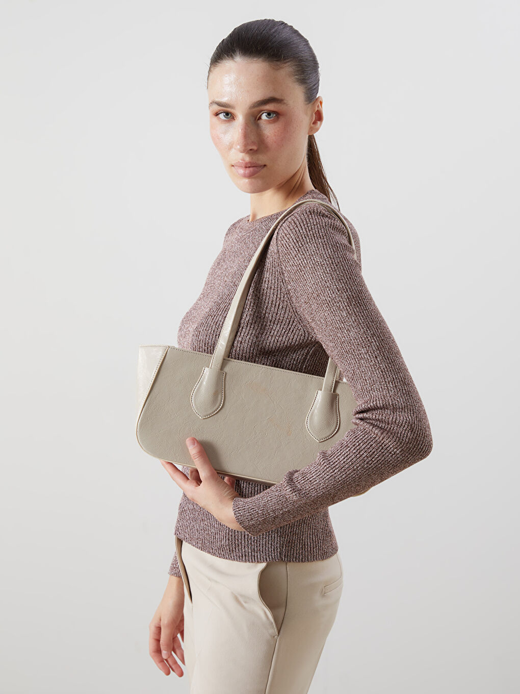Leather-Look Women's Shoulder Bag -S5M325Z8-EEW