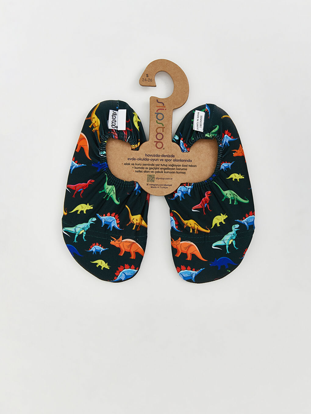 Siyah Dinozor Baskılı Erkek Bebek Deniz Ayakkabısı
