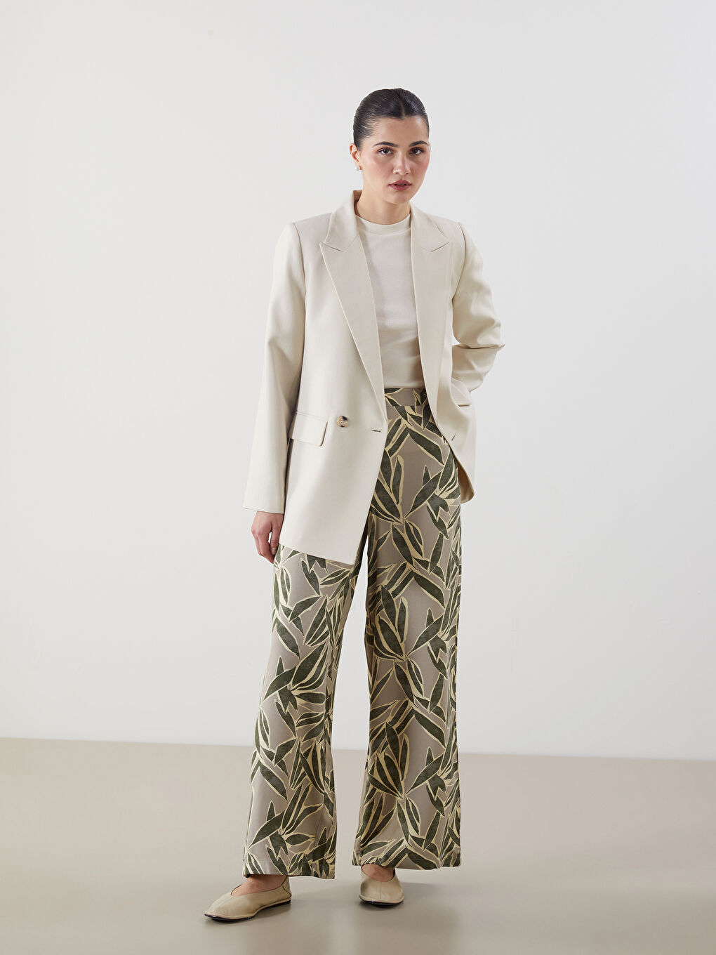Elastic Waist Patterned Women's Trousers -S5M338Z8-LRK