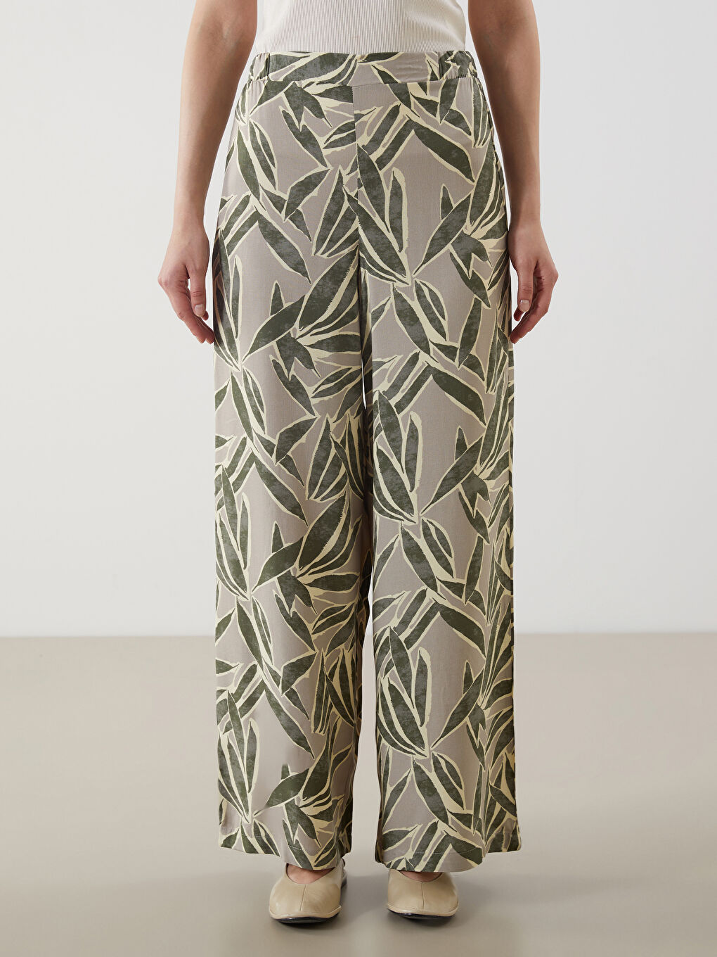 Elastic Waist Patterned Women's Trousers -S5M338Z8-LRK