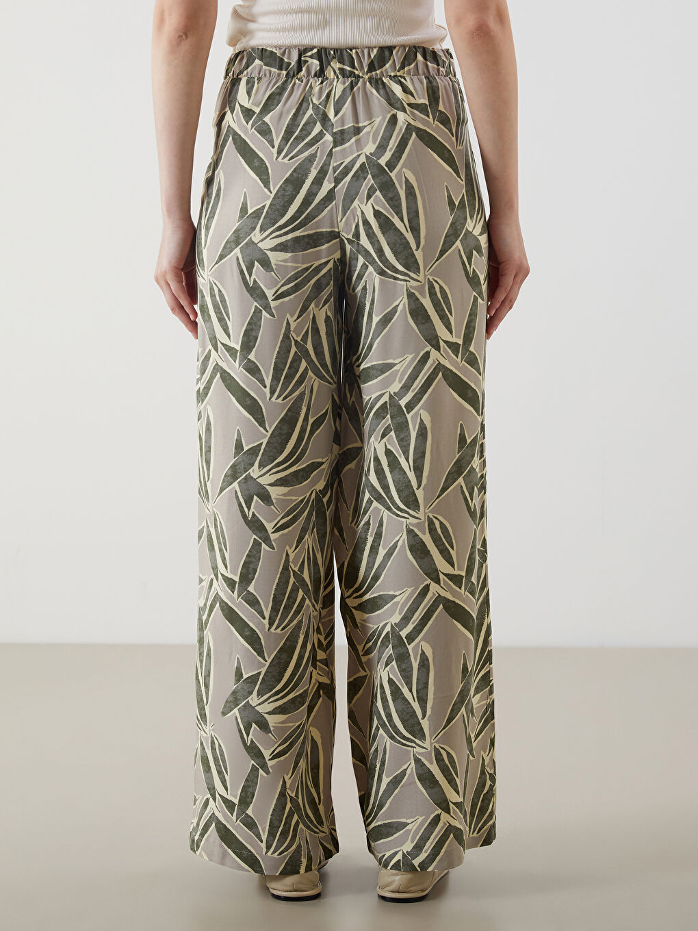 Elastic Waist Patterned Women's Trousers -S5M338Z8-LRK