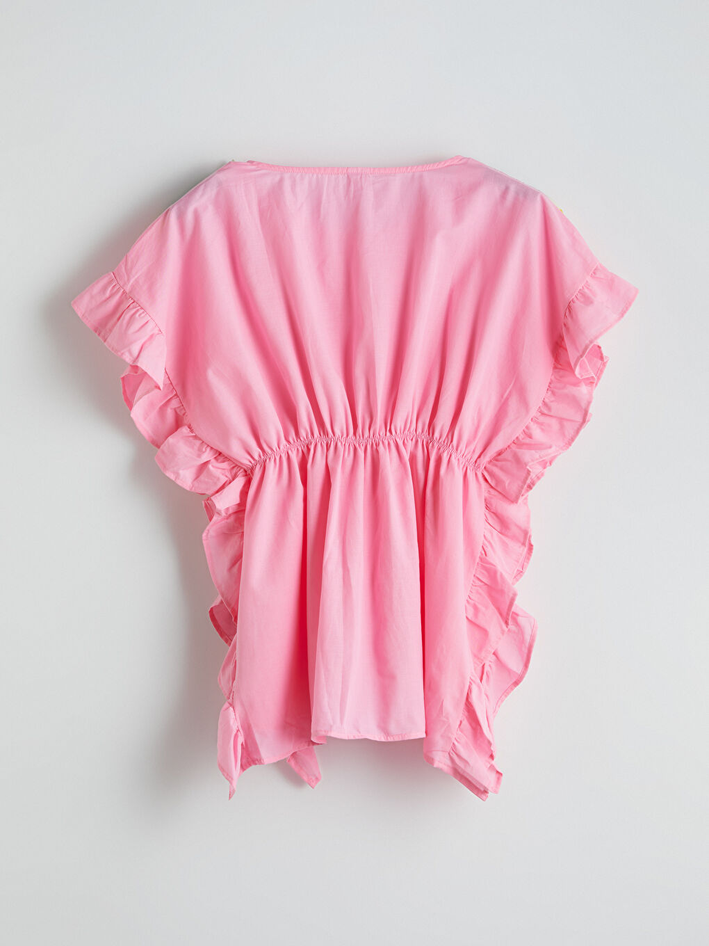 Pembe Bisiklet Yaka Fırfır Detaylı Kız Çocuk Pareo-2