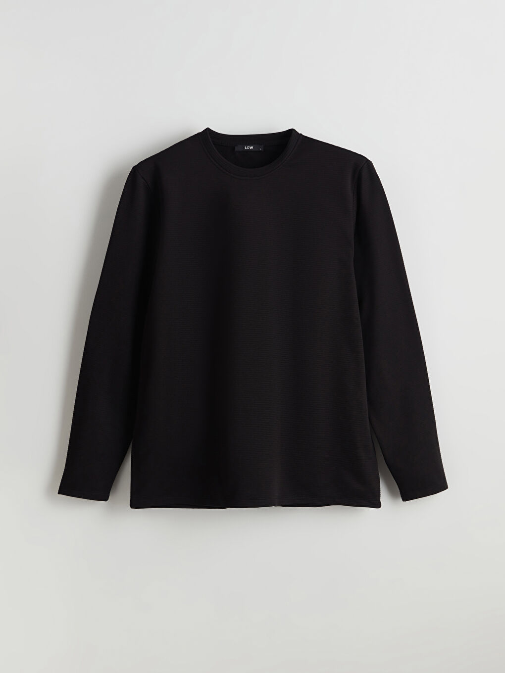 Siyah Bisiklet Yaka Uzun Kollu Erkek Sweatshirt-3