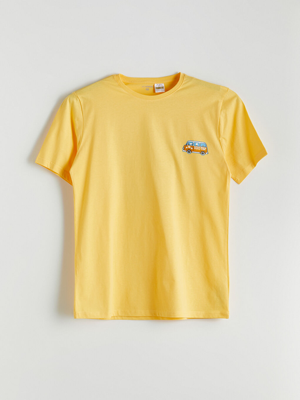 Sarı Bisiklet Yaka Snoopy Baskılı Erkek Pijama Üst