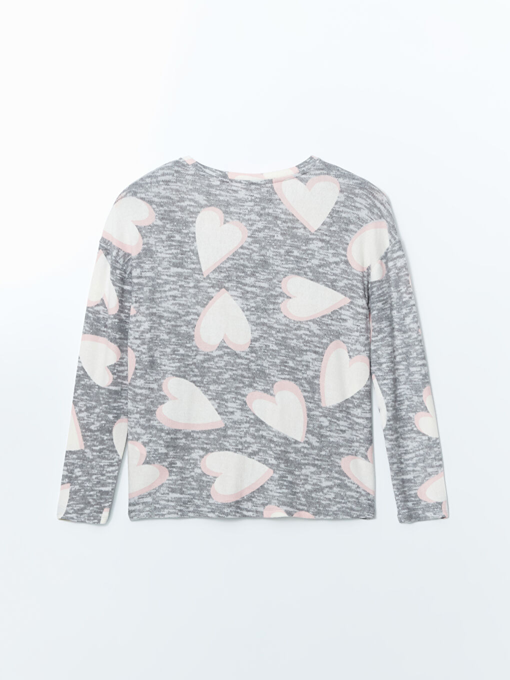 Gri Bisiklet Yaka Baskılı Kadın Pijama Takımı-6