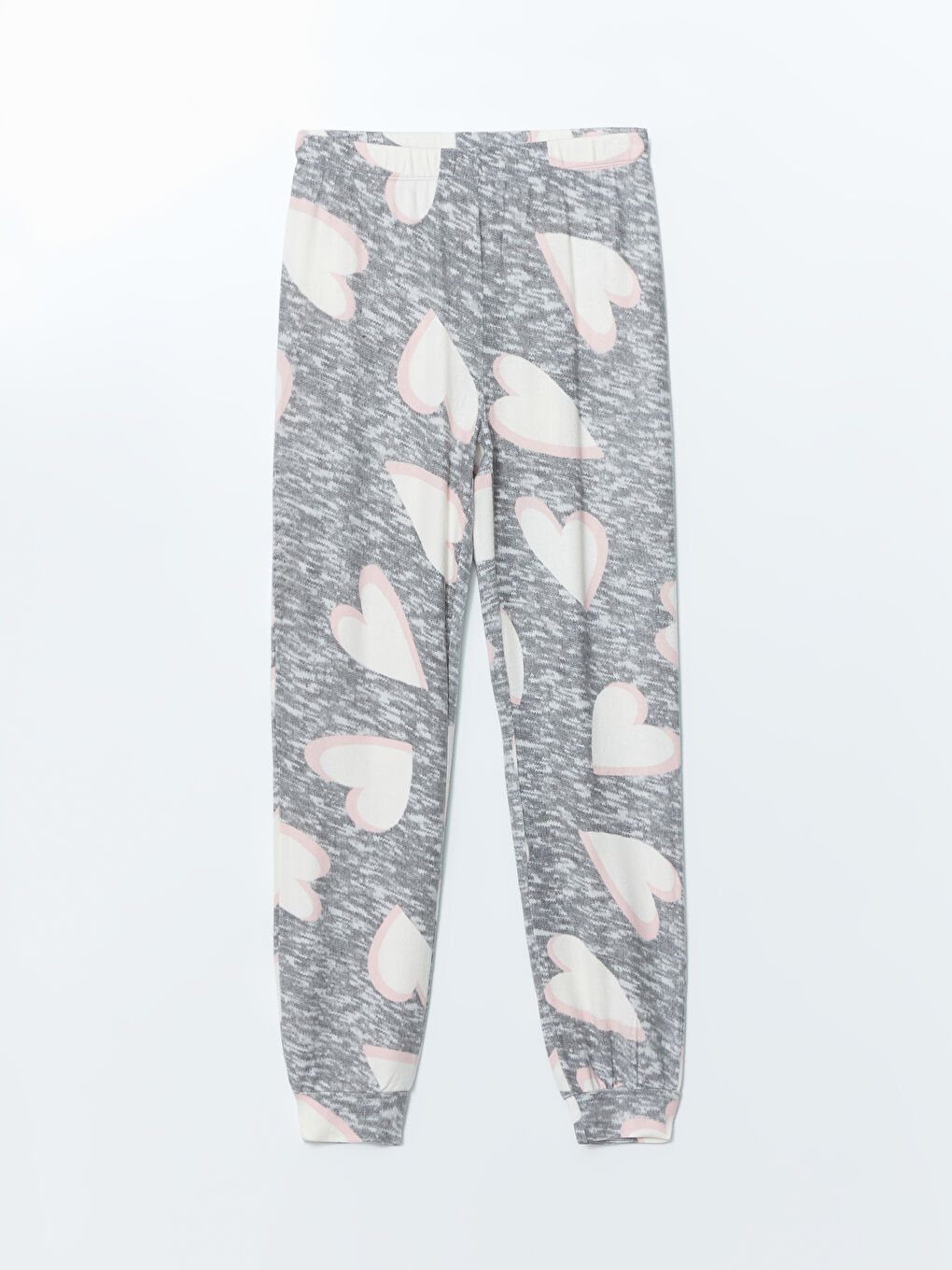 Gri Bisiklet Yaka Baskılı Kadın Pijama Takımı-7