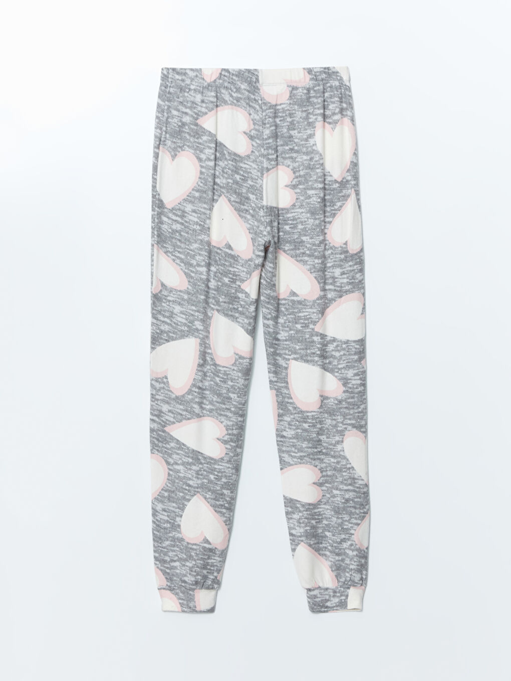 Gri Bisiklet Yaka Baskılı Kadın Pijama Takımı-8