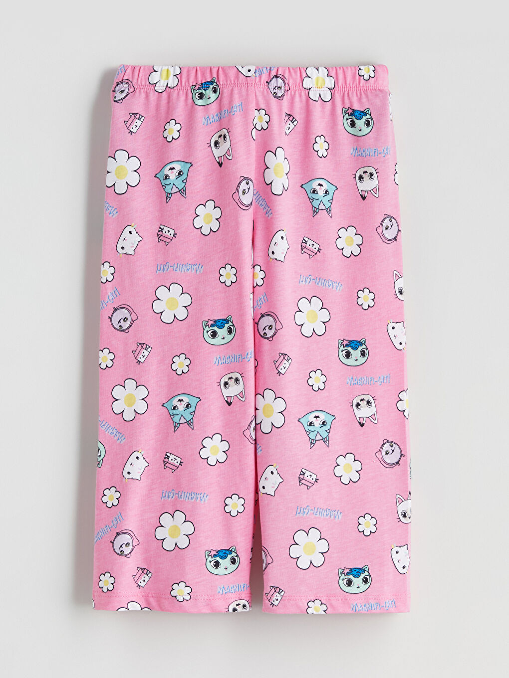 Pembe Beli Lastikli Gabby’s Dollhouse Baskılı Kız Çocuk Kapri Pijama Alt