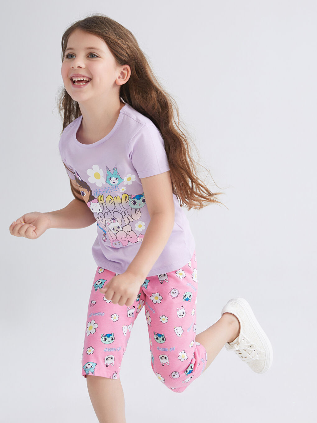 LCW Kids Girl LILAC Capri Pyjamas Set -S5M417Z1-G0W
