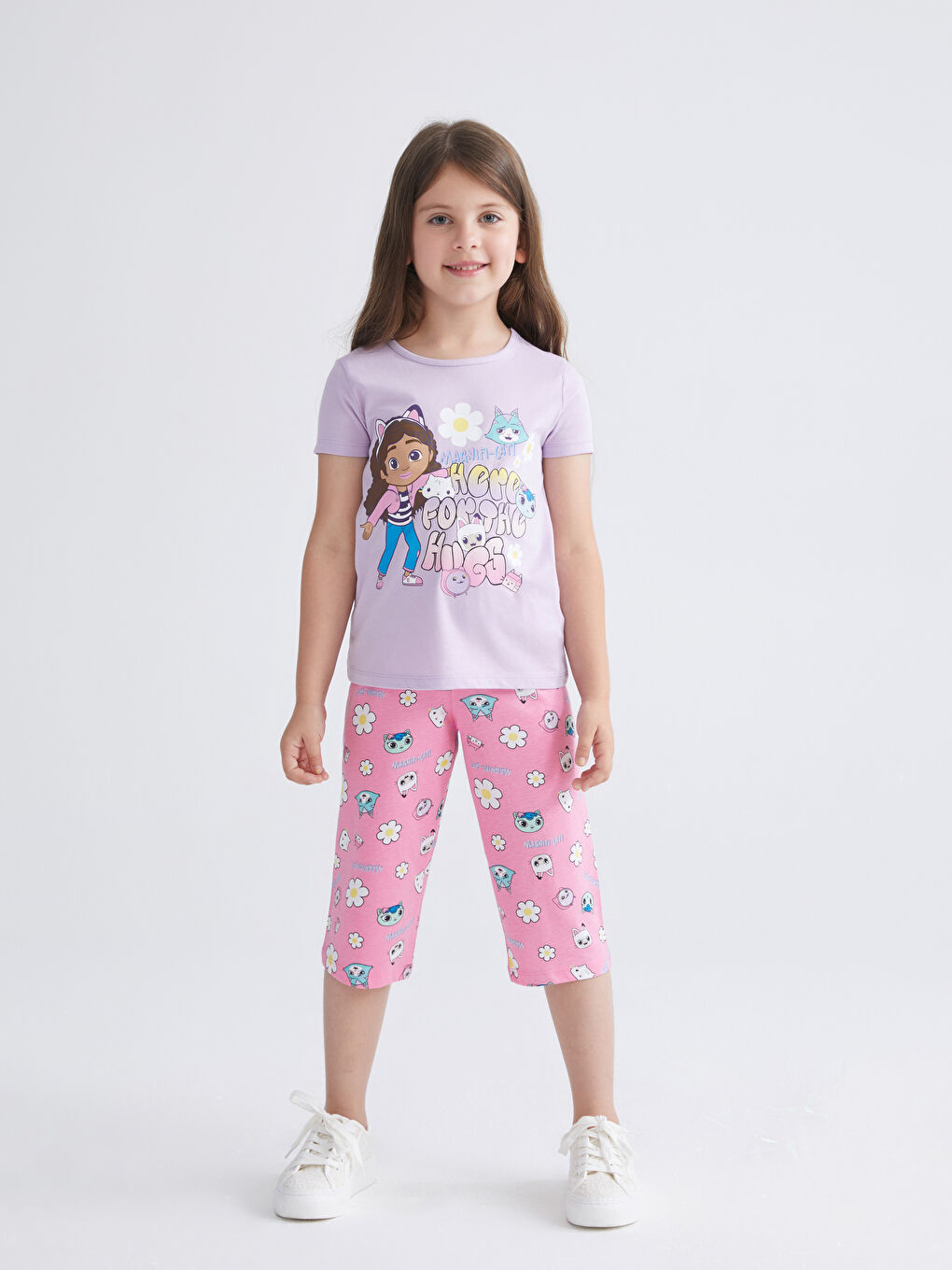 LCW Kids Girl LILAC Capri Pyjamas Set -S5M417Z1-G0W