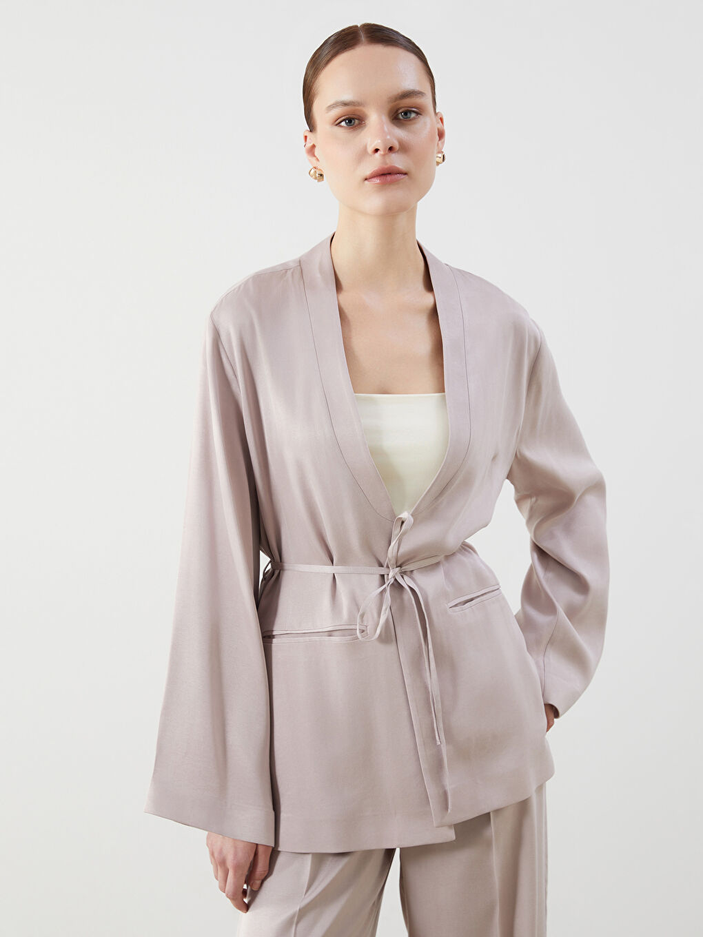 LCW Modest Pembe Şal Yaka Kadın Kimono - 1