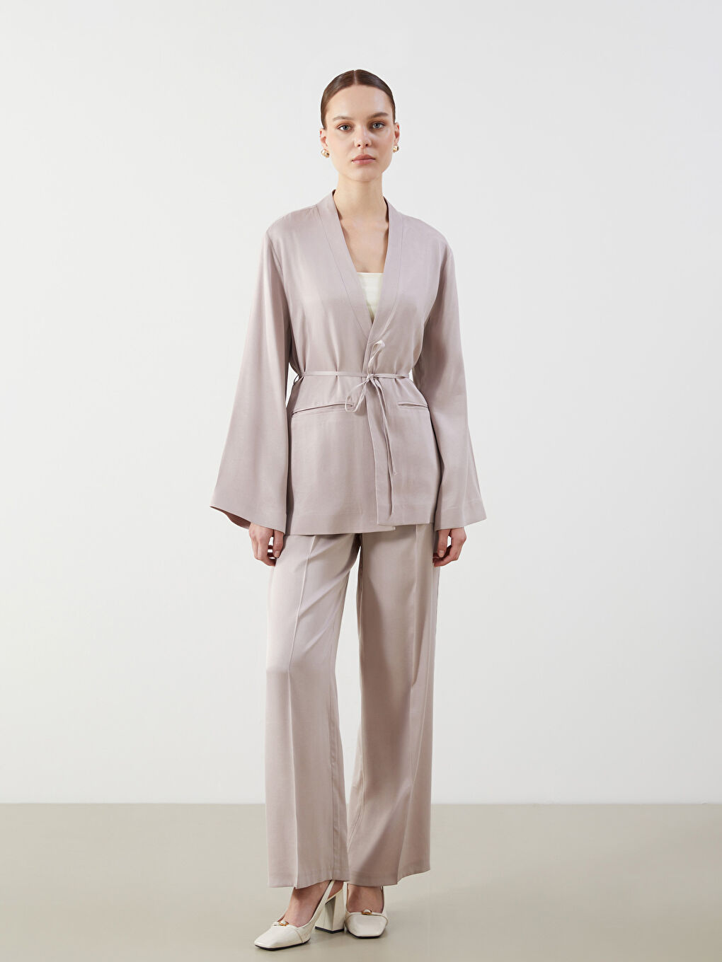 LCW Modest Pembe Şal Yaka Kadın Kimono - 2
