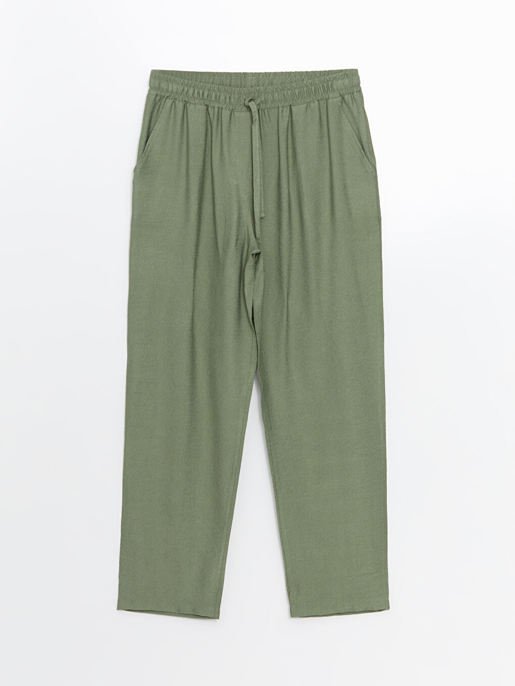 Haki Beli Lastikli Kadın Pantolon-4