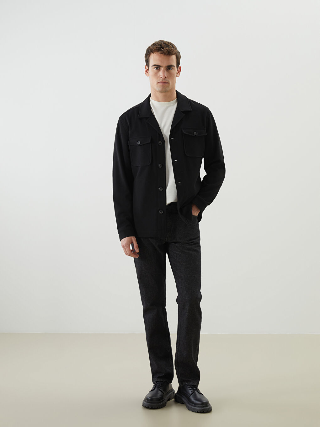 Siyah Standart Kalıp Erkek Blazer Ceket-1