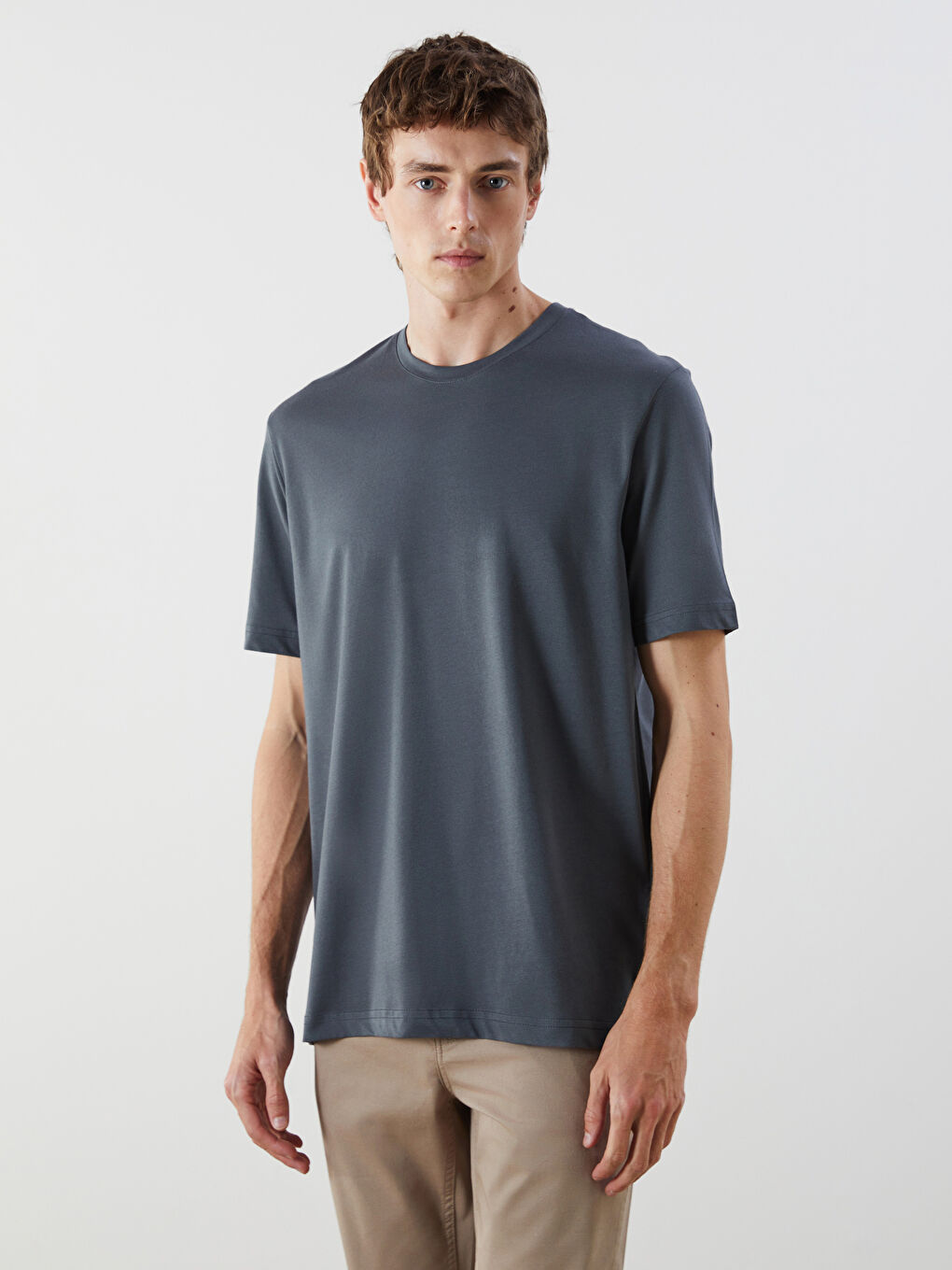 Yeşil DRY TOUCH Bisiklet Yaka Penye Erkek Tişört-1