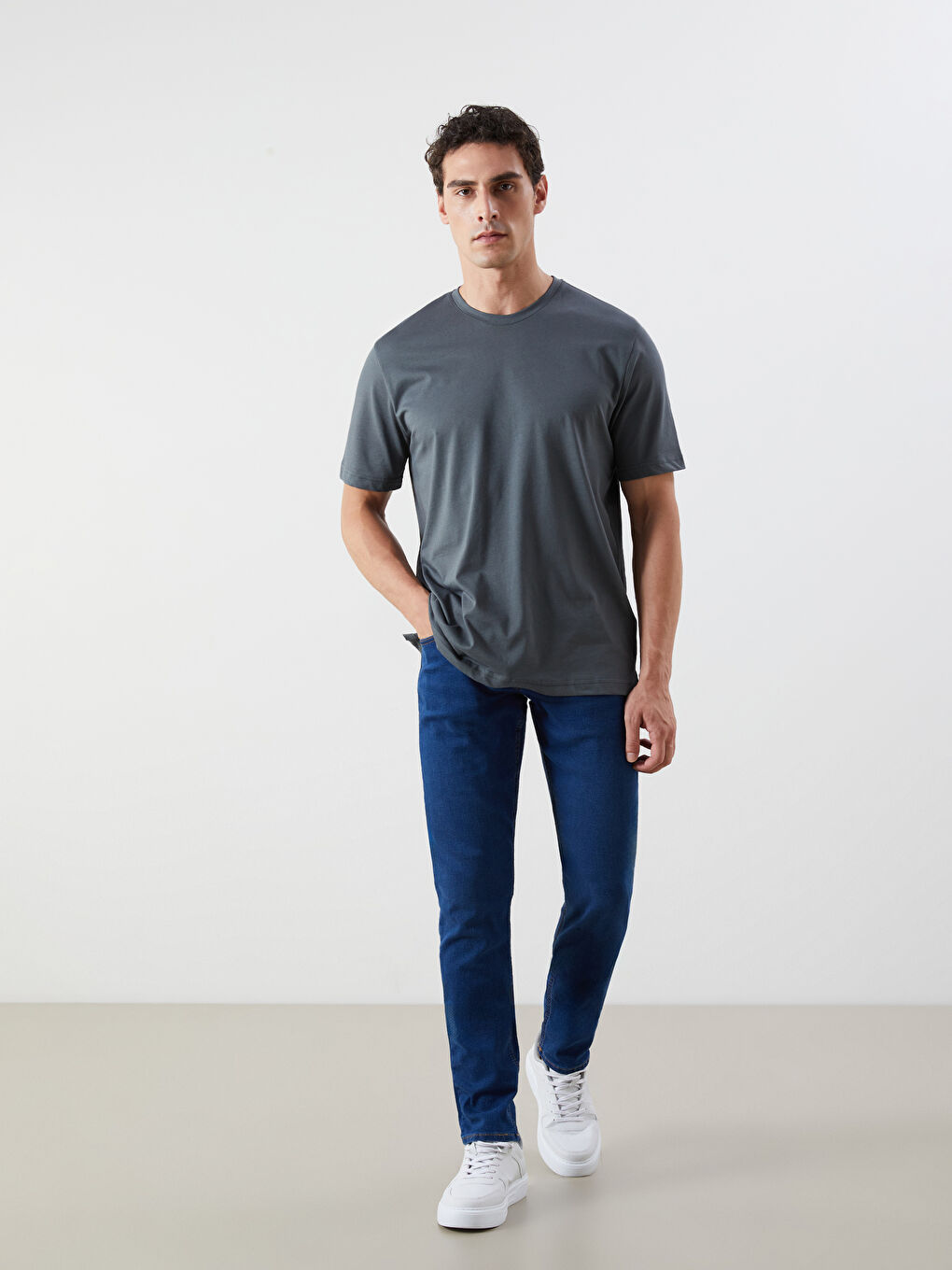 Yeşil DRY TOUCH Bisiklet Yaka Penye Erkek Tişört-2