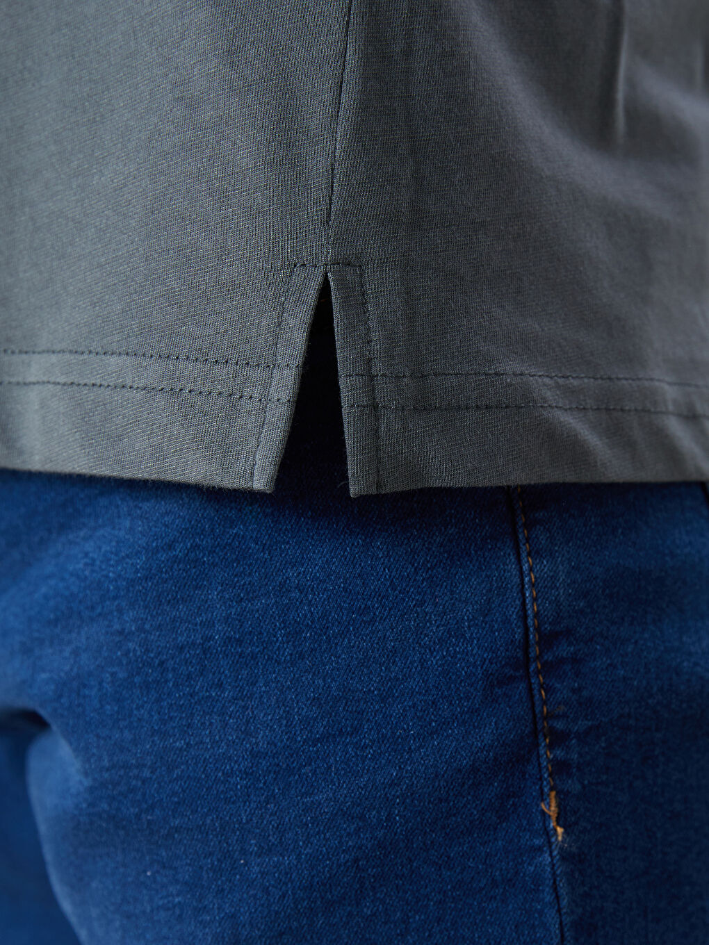 Yeşil DRY TOUCH Bisiklet Yaka Penye Erkek Tişört-4