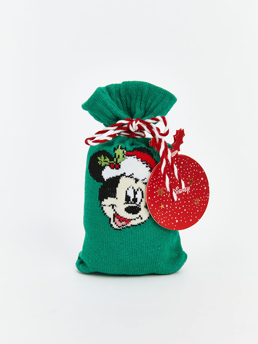 Yeşil Mickey Mouse Baskılı Kadın Soket Çorap