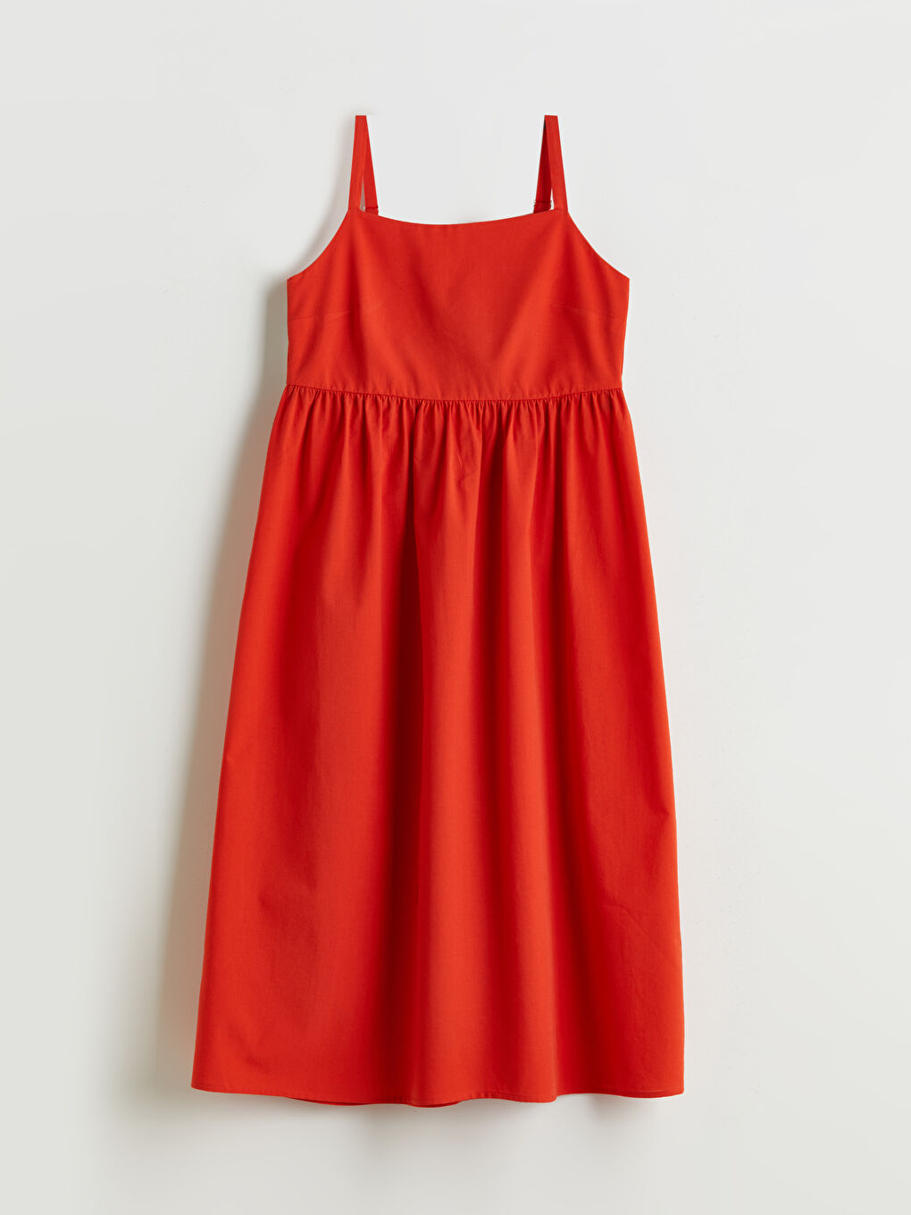 Mercan Kare Yaka Poplin Elbise-4