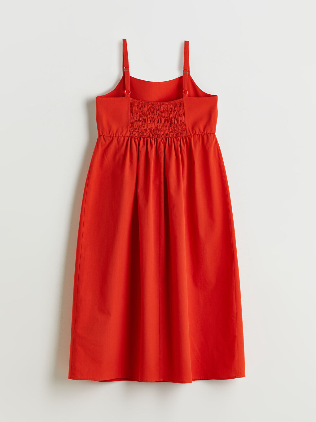 Mercan Kare Yaka Poplin Elbise-5