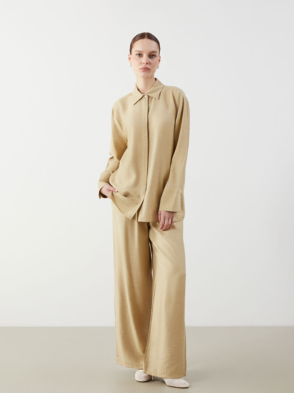 LCW Modest Haki Loose Fit Dokulu Kadın Gömlek Tunik - 2