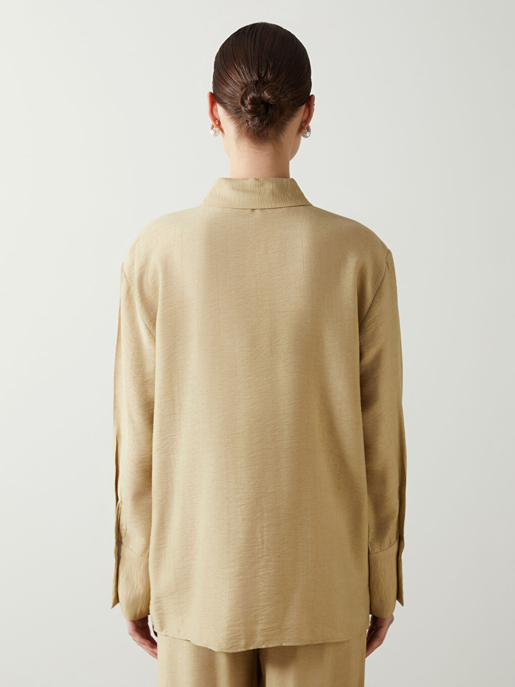 LCW Modest Haki Loose Fit Dokulu Kadın Gömlek Tunik - 4