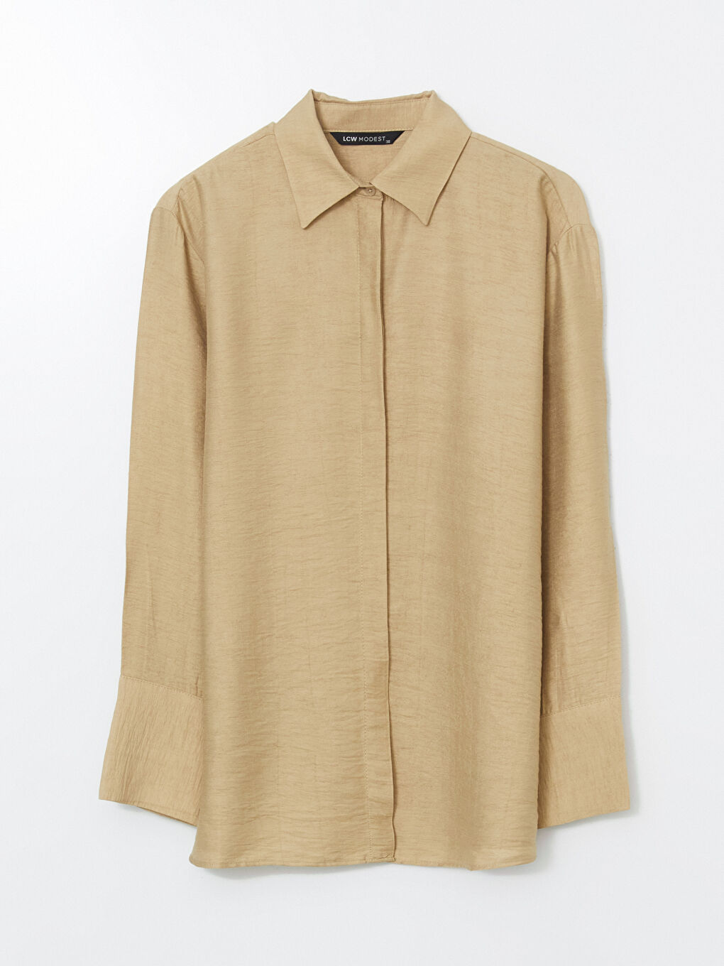 LCW Modest Haki Loose Fit Dokulu Kadın Gömlek Tunik - 5