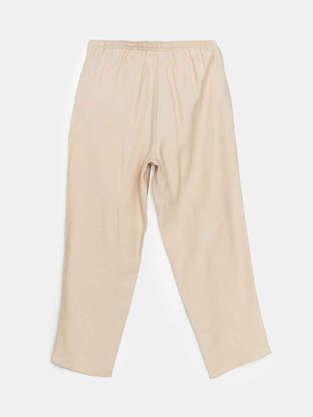 Ekru Beli Lastikli Kadın Pantolon-5